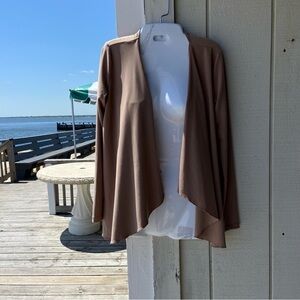 Beautiful draped jacket from Attitudes by Renee. Carpaccio colored and made well